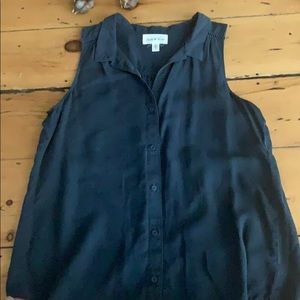 Cloth & Stone Navy Sleeveless Collared Top